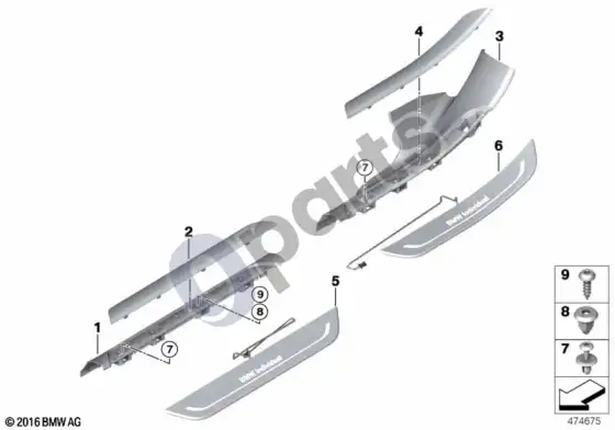 BMW 7 G11 G12 dangtelis, įlipimo angos – schema