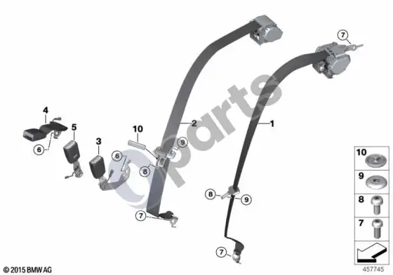 BMW 7 G11 G12 galinis saugos diržas – schema