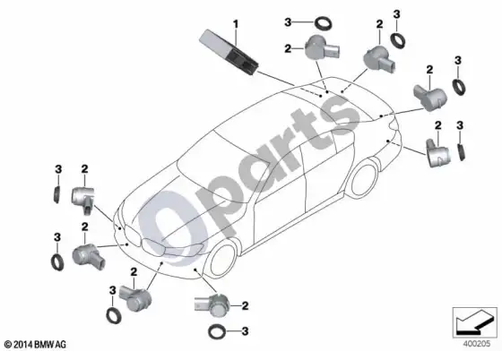 BMW 7 G11 G12 parkavimo atstumo kontrolė – schema