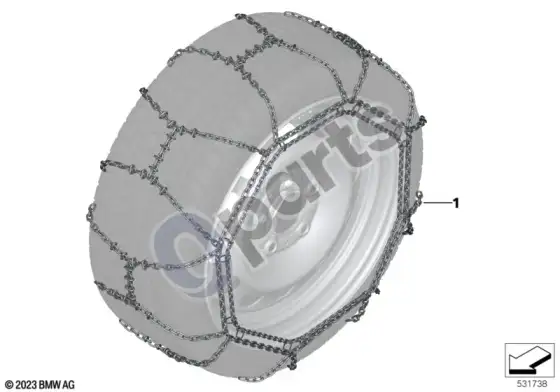 BMW 7 G11 G12 sniego grandinės – BMW disc – schema