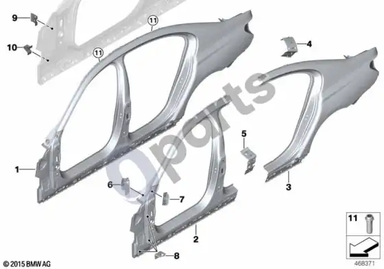BMW 7 G11 G12 šoninis rėmas – schema