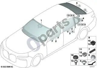 BMW 7 G70 (2022–) Stiklai – schema