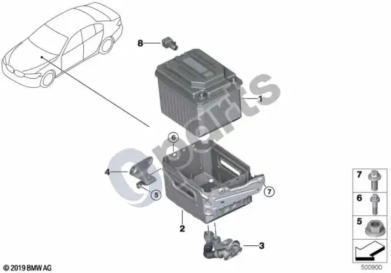 BMW 8 G14 48 v akumuliatorius – schema