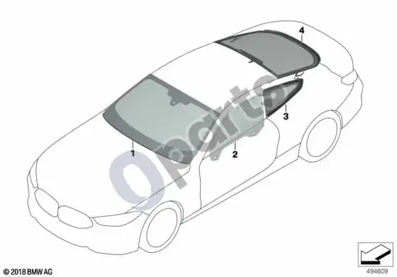 BMW 8 G14 stiklai – schema