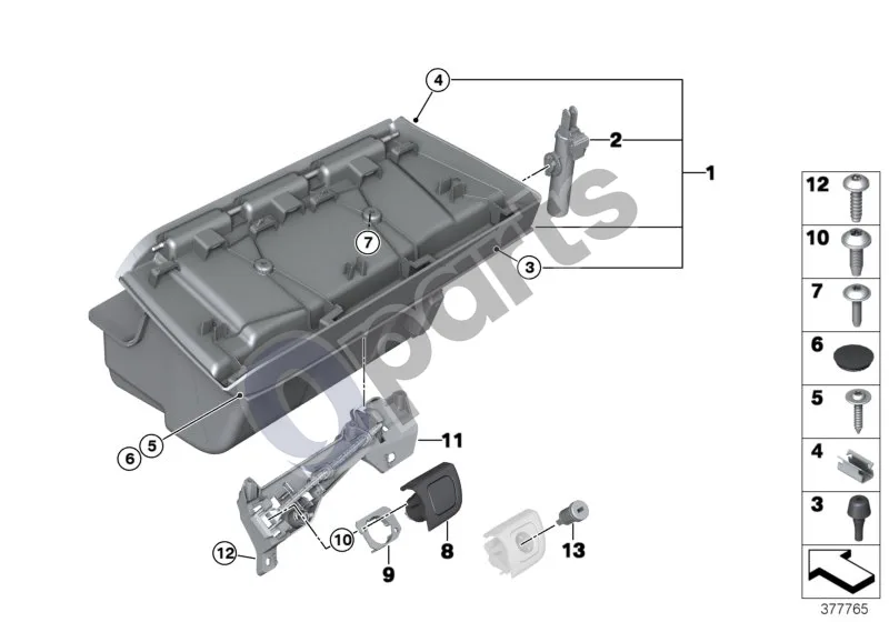 BMW i3 (2013–) Daiktadėžė (I3 I01 I360AH) schema – pozicija 01: Daiktadėžė