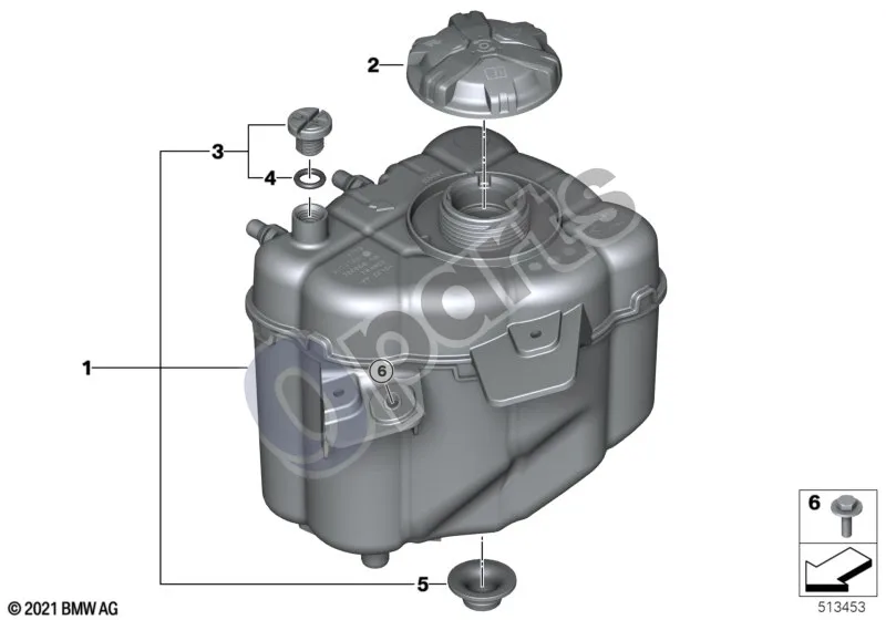 BMW iX (2021–) Išsiplėtimo bakelis schema – pozicija 01: Išsiplėtimo bakelis