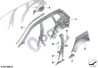 BMW iX (2021–) Šoninis rėmas, vidinis – schema