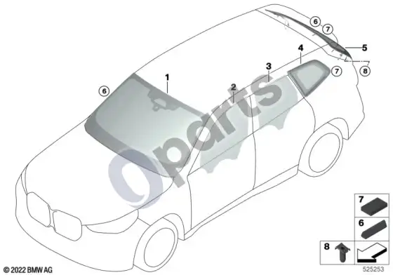BMW iX1 stiklai – schema