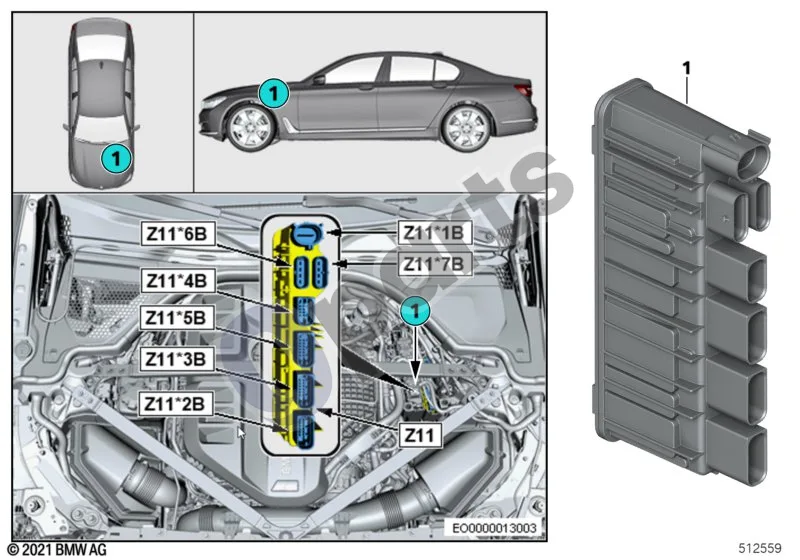 BMW M2 G87 (2022–) Integruotas maitinimo modulis Z11 schema – pozicija 01: Integruotas maitinimo modulis