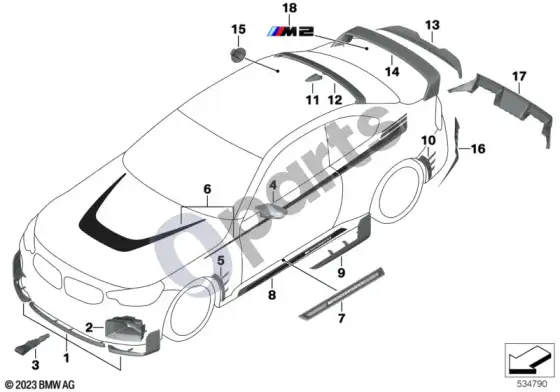 BMW M2 G87 m performance priedai – schema