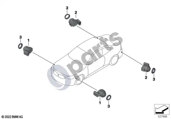 BMW M2 G87 parkavimo asistentas – schema