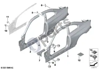 BMW M2 G87 (2022–) Šoninis rėmas – schema
