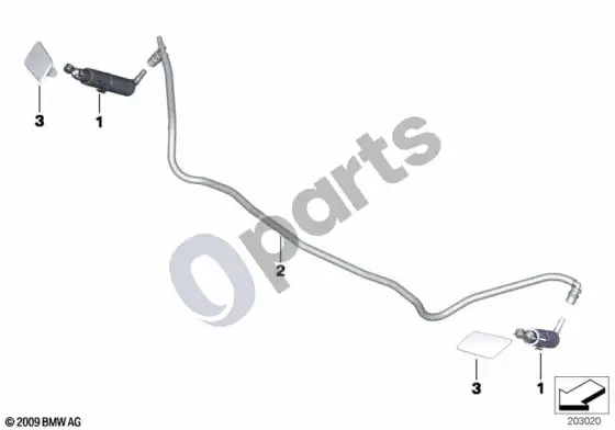 BMW X1 E84 atskiros dalys priekinių žibintų plovimui – schema