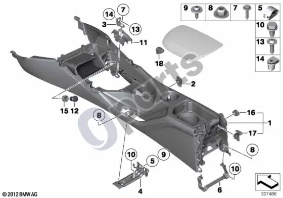 BMW X1 E84 centrinė konsolė – schema