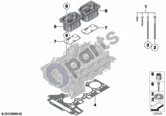 BMW X1 E84 cilindro galvutė / tvirtinimo detalės – schema