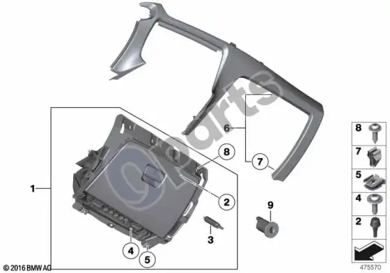 BMW X1 E84 daiktadėžė – schema