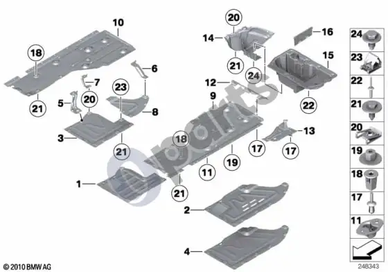 BMW X1 E84 dugno apsauginė danga – schema