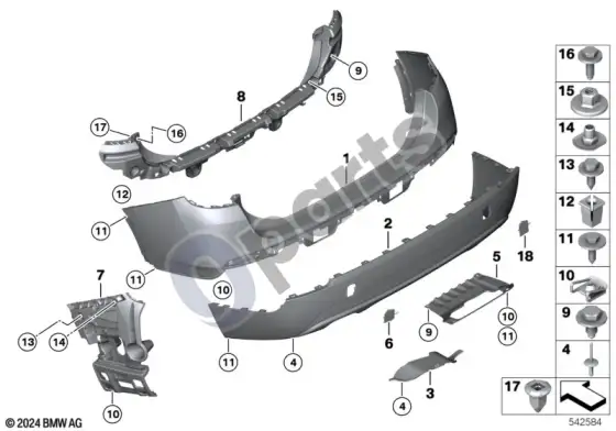 BMW X1 E84 galinė apdailos plokštė – schema