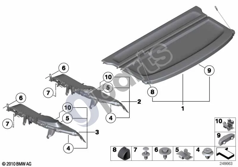BMW X1 E84 (2009–2015) Galinio lango lentyna schema – pozicija 10: Apkaba