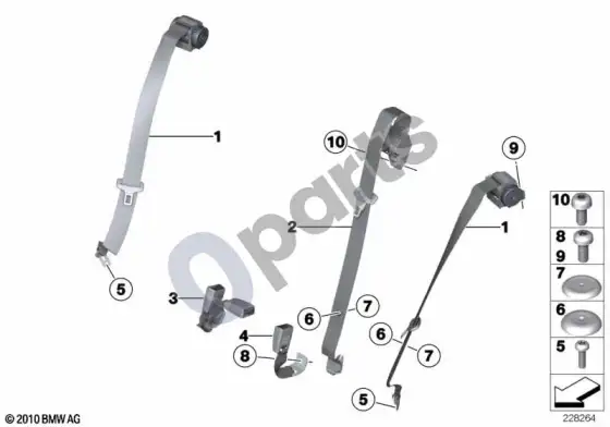 BMW X1 E84 galinis saugos diržas – schema