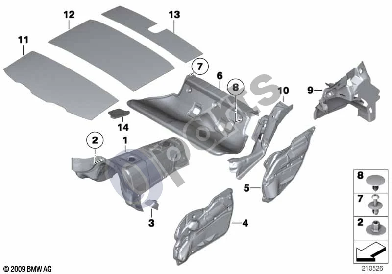 BMW X1 E84 (2009–2015) Garso izoliacija, galas schema – pozicija 04: Garso izoliacija, priekinės dešinės durys