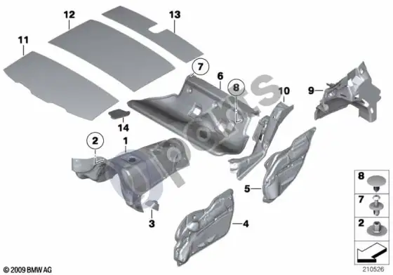 BMW X1 E84 garso izoliacija, galas – schema