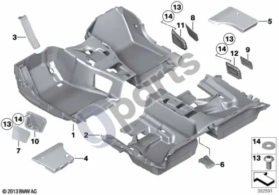 BMW X1 E84 grindų danga – schema