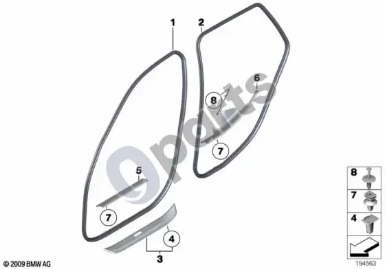 BMW X1 E84 įlipimo angos apdaila – schema