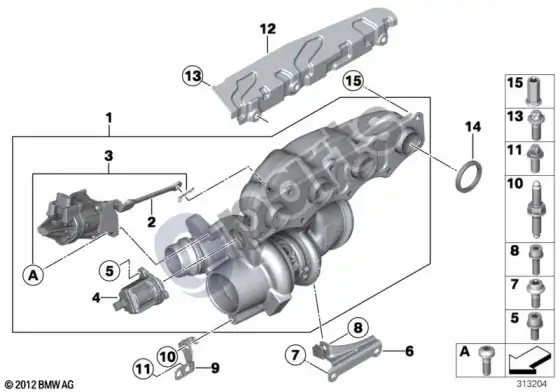 BMW X1 E84 išmetamųjų dujų turbokompresorius; 2012.07 - ... – schema
