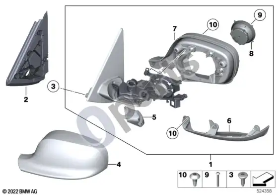 BMW X1 E84 išorinis veidrodėlis; ... - 2012.07 – schema