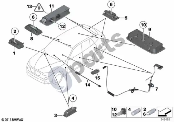 BMW X1 E84 įvairios lemputės – schema