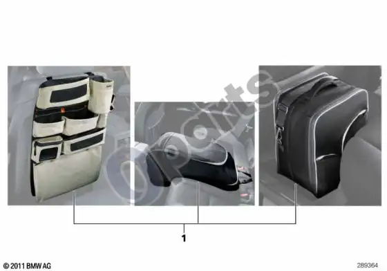 BMW X1 E84 krepšių komplektas salone – schema