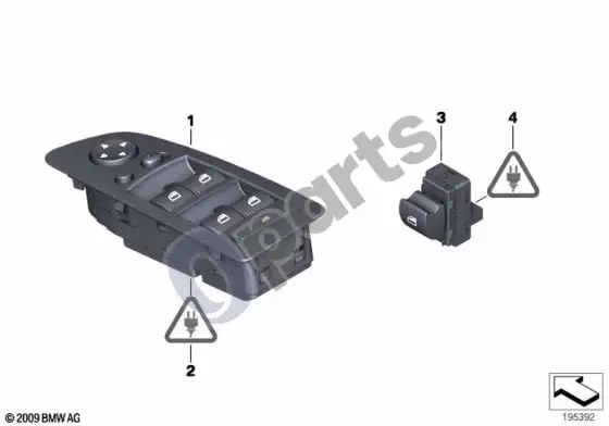 BMW X1 E84 langų pakėlėjo jungiklis – schema