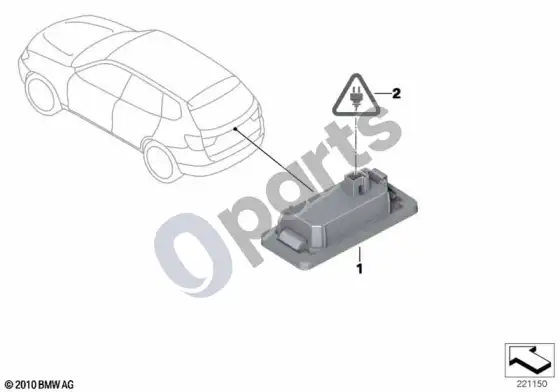 BMW X1 E84 LED valstybinio numerio apšvietimas – schema