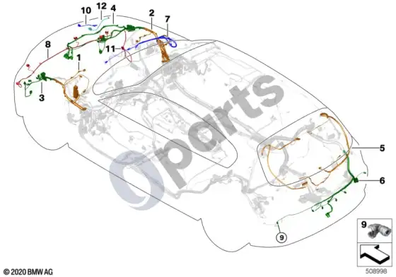 BMW X1 E84 pagrindinės laidų pynės remonto laidas – schema