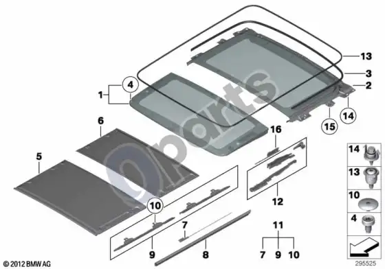 BMW X1 E84 panoraminis liukas, mechanizmas – schema