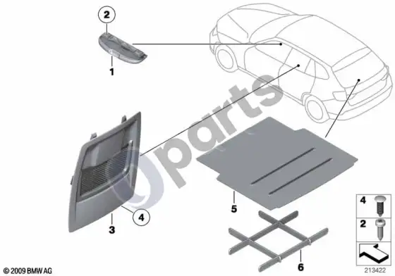 BMW X1 E84 papildomas montavimas, daiktų laikymo paketas – schema