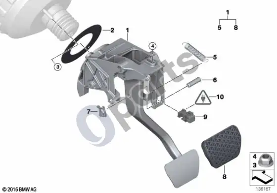 BMW X1 E84 pedalų mazgas – schema