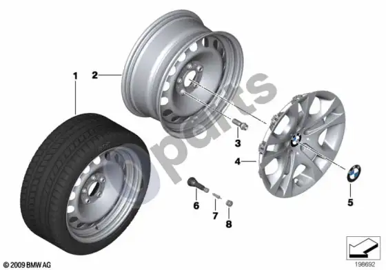 BMW X1 E84 plieninis ratlankis, stilius 12 – schema