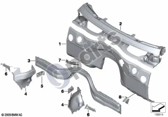 BMW X1 E84 purslų sienelės dalys – schema