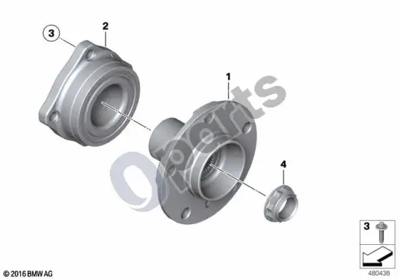 BMW X1 E84 pusašis/ratų guoliai – schema