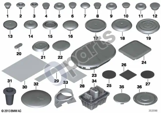 BMW X1 E84 sandarinimo dangtelis / kamštis – schema