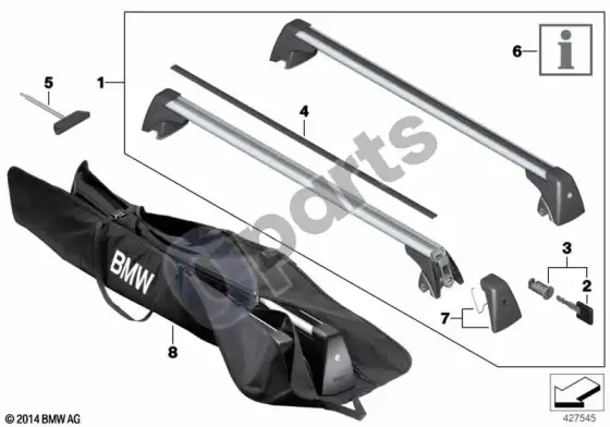 BMW X1 E84 stogo turėklų laikiklis – schema
