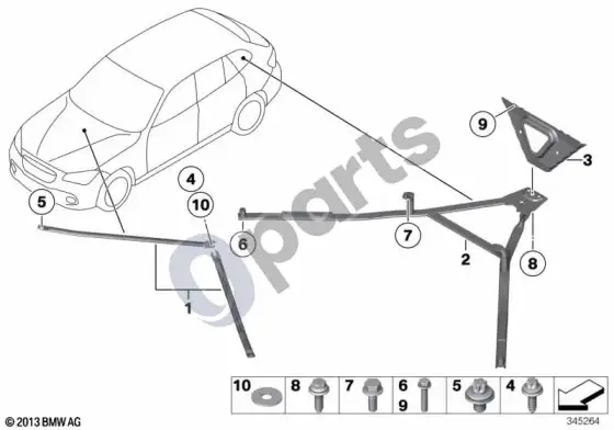 BMW X1 E84 sustiprinimas, kėbulas – schema