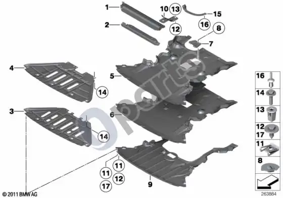 BMW X1 E84 variklio dangčio apsauga – schema