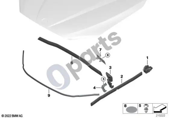 BMW X1 E84 variklio dangčio sandarikliai – schema