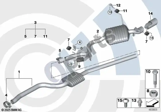 BMW X1 E84 galinis duslintuvas ir montavimo komplektas – schema
