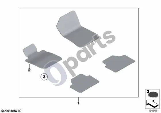 BMW X1 E84 grindų kilimėliai velūriniai – schema