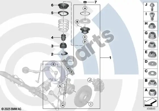 BMW X1 E84 remonto komplektas, atraminis guolis – schema