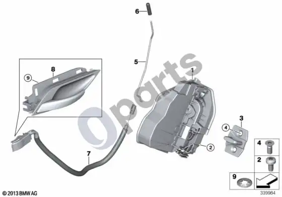 BMW X1 E84 užrakto sistema, durys, galinės – schema
